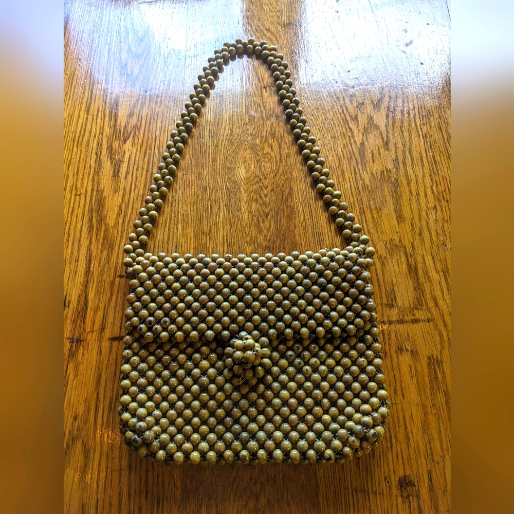 Dayne Taylor vintage wooden beaded purse